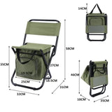 NNEDSZ Green Portable 3-in-1 Folding Camping Chair with Storage Bag, Backrest, and Insulated Cooler for Outdoor Fishing, Hiking, and Picnics