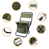 NNEDSZ Green Portable 3-in-1 Folding Camping Chair with Storage Bag, Backrest, and Insulated Cooler for Outdoor Fishing, Hiking, and Picnics