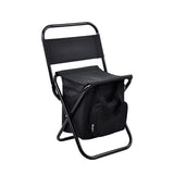 NNEDSZ Black Portable 3-in-1 Folding Camping Chair with Storage Bag, Backrest, and Insulated Cooler for Outdoor Fishing, Hiking, and Picnics