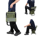 NNEDSZ Black Portable 3-in-1 Folding Camping Chair with Storage Bag, Backrest, and Insulated Cooler for Outdoor Fishing, Hiking, and Picnics