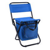 NNEDSZ Blue Portable 3-in-1 Folding Camping Chair with Storage Bag, Backrest, and Insulated Cooler for Outdoor Fishing, Hiking, and Picnics