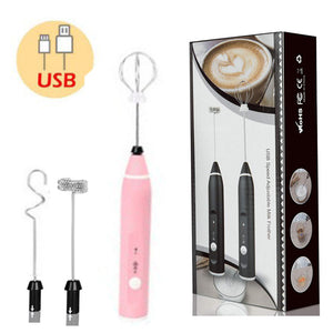 NNEDSZ Pink 304 Stainless Steel Handheld Electric Milk Frother, Egg Beater, Paint Mixer, and Milk Powder Whisk