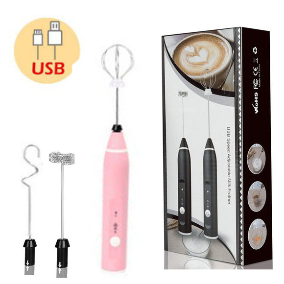 NNEDSZ Pink 304 Stainless Steel Handheld Electric Milk Frother, Egg Beater, Paint Mixer, and Milk Powder Whisk