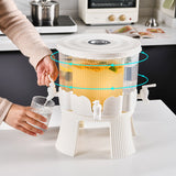 NNEDSZ Only A Cold Water Bottle Large Capacity Rotating Beverage Dispenser with Faucet, Multi-Compartment Refrigerator Water Jug for Juice, Tea, and Drinks