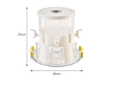 NNEDSZ Water Bottle + 4 Cups+Tray Large Capacity Rotating Beverage Dispenser with Faucet, Multi-Compartment Refrigerator Water Jug for Juice, Tea, and Drinks