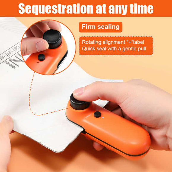 NNEDSZ Orange Portable Mini Food Vacuum Sealer - Convenient Household Snack Bag Sealing Machine