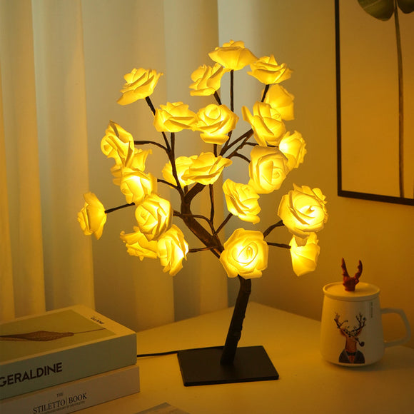 NNEDSZ LED Rose Flower Tree Light with Detachable Base and USB Switch – Decorative Night Light for Home Décor