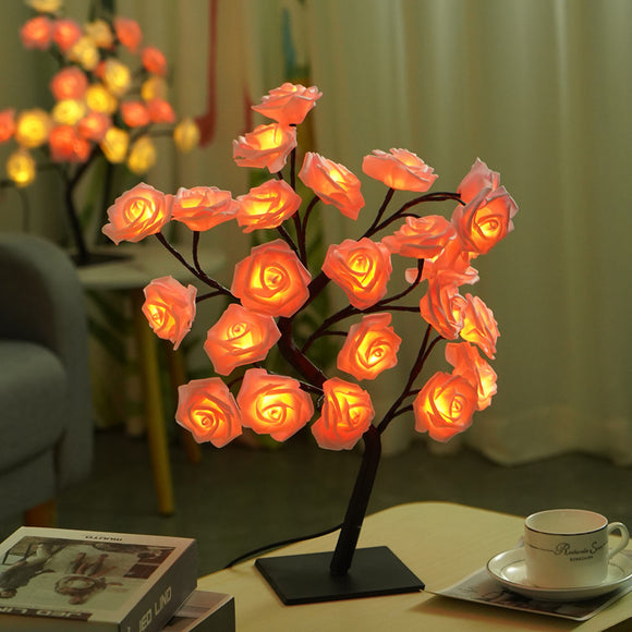 NNEDSZ LED Rose Flower Tree Light with Detachable Base and USB Switch – Decorative Night Light for Home Décor