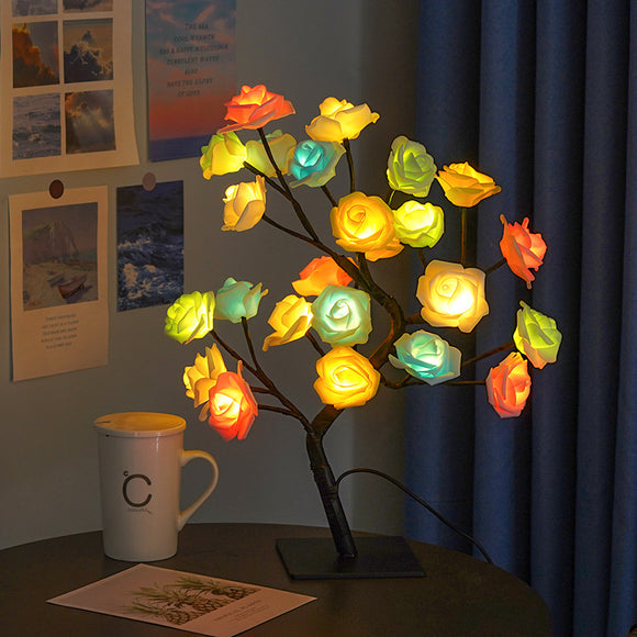 NNEDSZ LED Rose Flower Tree Light with Detachable Base and USB Switch – Decorative Night Light for Home Décor