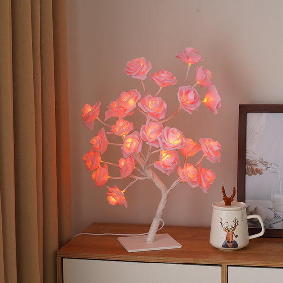 NNEDSZ LED Rose Flower Tree Light with Detachable Base and USB Switch – Decorative Night Light for Home Décor