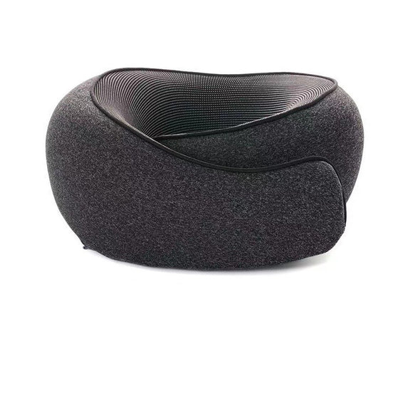 NNEDSZ Dark Gray Velcro Tape Memory Foam U-Shaped Neck Pillow - Snail Travel Cushion for Airplane, Office Nap, and Travel - Adjustable with Magnetic Therapy Cloth