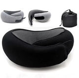 NNEDSZ Dark Gray Velcro Tape Memory Foam U-Shaped Neck Pillow - Snail Travel Cushion for Airplane, Office Nap, and Travel - Adjustable with Magnetic Therapy Cloth