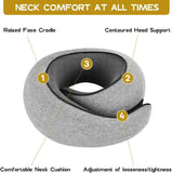 NNEDSZ Dark Gray Velcro Tape Memory Foam U-Shaped Neck Pillow - Snail Travel Cushion for Airplane, Office Nap, and Travel - Adjustable with Magnetic Therapy Cloth