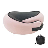 NNEDSZ Pink Buckle Tape Memory Foam U-Shaped Neck Pillow - Snail Travel Cushion for Airplane, Office Nap, and Travel - Adjustable with Magnetic Therapy Cloth