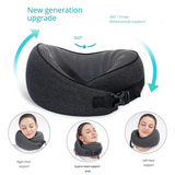 NNEDSZ Light Gray Buckle Tape Memory Foam U-Shaped Neck Pillow - Snail Travel Cushion for Airplane, Office Nap, and Travel - Adjustable with Magnetic Therapy Cloth