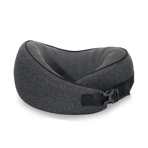 NNEDSZ Dark Gray Buckle Tape Memory Foam U-Shaped Neck Pillow - Snail Travel Cushion for Airplane, Office Nap, and Travel - Adjustable with Magnetic Therapy Cloth