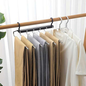 NNEDSZ 2 PCS Black Stainless Steel Foldable Pants Hanger – Multi-Layer Non-Slip Closet Organizer for Clothes and Trousers