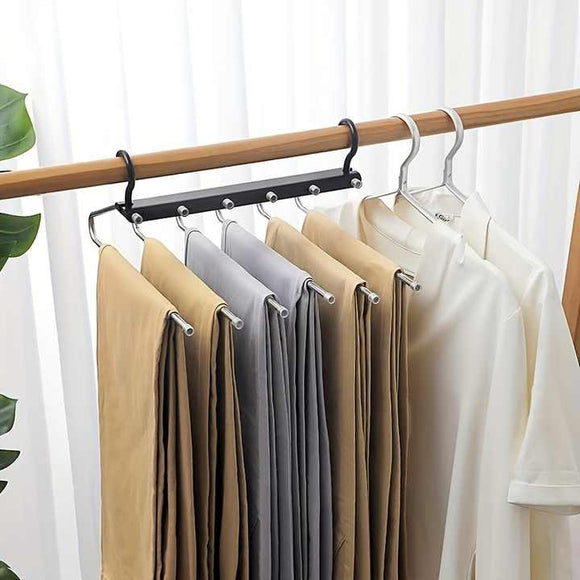 NNEDSZ 2 PCS Black Stainless Steel Foldable Pants Hanger – Multi-Layer Non-Slip Closet Organizer for Clothes and Trousers