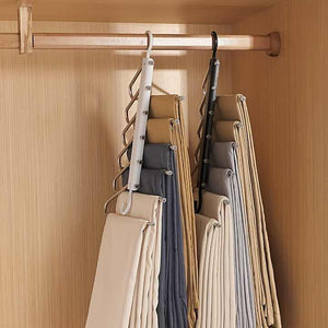 NNEDSZ 2 PCS White Stainless Steel Foldable Pants Hanger - Multi-Layer Non-Slip Closet Organizer for Clothes and Trousers