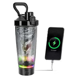 NNEDSZ Black Portable Electric Shaker Bottle with LED Light, 550ml Sports Protein Mixer Cup for Gym and Travel