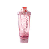 NNEDSZ Pink Portable Electric Shaker Bottle without LED Light, 550ml Sports Protein Mixer Cup for Gym and Travel