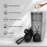 NNEDSZ Black Portable Electric Shaker Bottle without LED Light, 550ml Sports Protein Mixer Cup for Gym and Travel