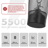 NNEDSZ Black Portable Electric Shaker Bottle without LED Light, 550ml Sports Protein Mixer Cup for Gym and Travel
