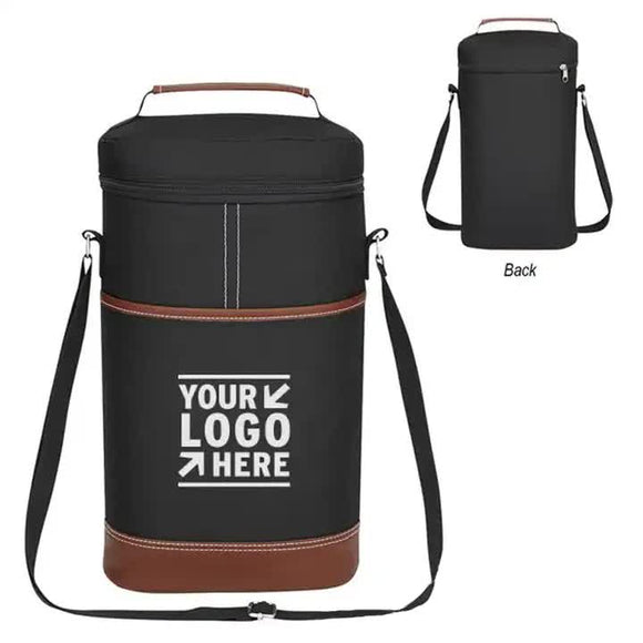 NNEDSZ Black Portable Insulated Wine Cooler Bag – Oxford Fabric Round Tote with Thick Aluminum Lining for Wine, Champagne, and Beverages