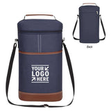 NNEDSZ Blue Portable Insulated Wine Cooler Bag - Oxford Fabric Round Tote with Thick Aluminum Lining for Wine, Champagne, and Beverages
