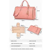 NNEDSZ Pink  PU Leather Foldable Garment Bag, Women's Travel Duffel with Suit Carrier, Multi-Function Storage