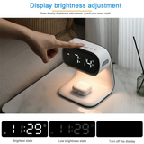 NNEDSZ Smart Bedside Night Light with Alarm Clock & Wireless Charging, Multifunctional LED Desk Lamp
