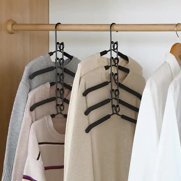 NNEDSZ 2 PCS Black Adult Multi-Layer Foam Hanger, Detachable Non-Slip Clothes Rack, Space-Saving Wardrobe Organizer
