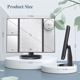 NNEDSZ White Tri-Fold Lighted Makeup Mirror, 22 LED Vanity Mirror with 1X/2X/3X/10X Magnification, Portable Cosmetic Mirror