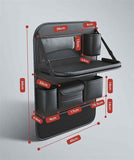 NNEDSZ Grey Car Seat Back Organizer with Foldable Tray, Leather Backseat Storage Bag, Multi-Pocket Vehicle Organizer