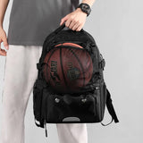NNEDSZ Pink And Black Large Capacity Sports Backpack, Waterproof Basketball & Soccer Bag, Separate Shoe Compartment, Student Backpack