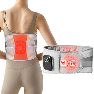 NNEDSZ Grey And Orange Wireless Heated Waist Massager with Lumbar Support – Smart Back Pain Relief Device