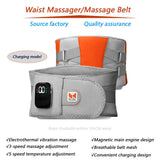 NNEDSZ Grey And Orange Wireless Heated Waist Massager with Lumbar Support – Smart Back Pain Relief Device