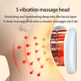 NNEDSZ White Portable Electric Neck Massager – Intelligent Pulse Therapy with Heat and 4 Massage Heads