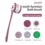 NNEDSZ Purple Electric Bath Brush & Multi-Functional Massager - Long Handle Waterproof Body Cleansing Tool