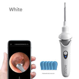 NNEDSZ White Rechargeable Visual Electric Ear Cleaner with LED Light – Safe and Effective Ear Wax Removal Tool for Adults and Children
