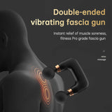 NNEDSZ Black Dual-Head Mini Massage Gun – Portable Professional Muscle Relaxation Device with 5-Speed Adjustment for Deep Tissue Recovery and Pain Relief