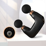 NNEDSZ Black Dual-Head Mini Massage Gun – Portable Professional Muscle Relaxation Device with 5-Speed Adjustment for Deep Tissue Recovery and Pain Relief