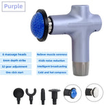 NNEDSZ Purple Mini 4-Head Deep Tissue Massage Gun - Portable Wireless Fascia Gun for Muscle Relaxation with Cold & Heat Therapy, LCD Display