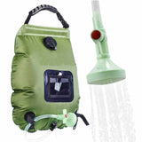NNEDSZ Green Portable Solar Camping Shower Bag, Foldable 20L Outdoor Water Storage Bag with Temperature Display for Easy Use