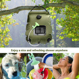 NNEDSZ Green Portable Solar Camping Shower Bag, Foldable 20L Outdoor Water Storage Bag with Temperature Display for Easy Use