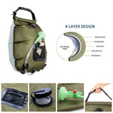 NNEDSZ Black Portable Solar Camping Shower Bag, Foldable 20L Outdoor Water Storage Bag with Temperature Display for Easy Use