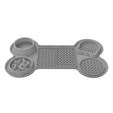 NNEDSZ Grey Silicone Pet Licking Mat Slow Feeder Pad with Strong Suction and Foldable Design, Heat Resistant -40°C to 240°C, for Dogs and Cats