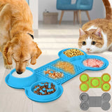 NNEDSZ Grey Silicone Pet Licking Mat Slow Feeder Pad with Strong Suction and Foldable Design, Heat Resistant -40°C to 240°C, for Dogs and Cats