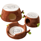 NNEDSZ M Convertible Tree Stump Cat Bed - Foldable, Dual-Use, Four-Season Pet Nest with Double Doors