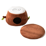 NNEDSZ M Convertible Tree Stump Cat Bed - Foldable, Dual-Use, Four-Season Pet Nest with Double Doors
